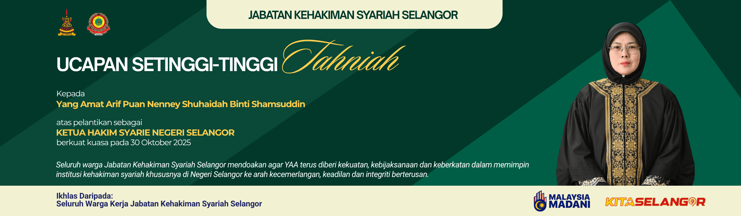 Banner Ucapan Tahniah YAA KHS Puan Nenney